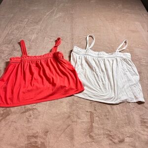 Lot of Two Eddie Bauer Gate Check Embroidered Tank Boho Cami Women’s Size Large